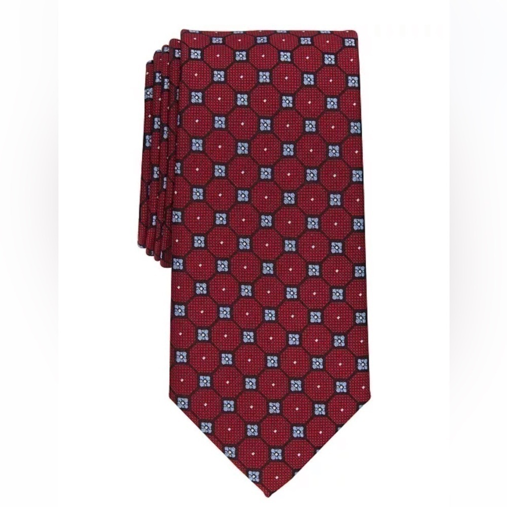 Club Room Tie Mens Red Geller Neat Geometric Necktie